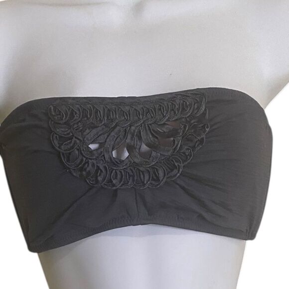 Rare Betsey Johnson Y2K Crochet Gray Cabaret 3 Piece Bikini Set SZ Medium Retro - Picture 6 of 15